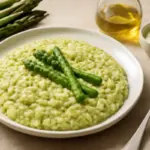 Risotto agli asparagi mantecato senza burro: maggior cremosità con meno grassi